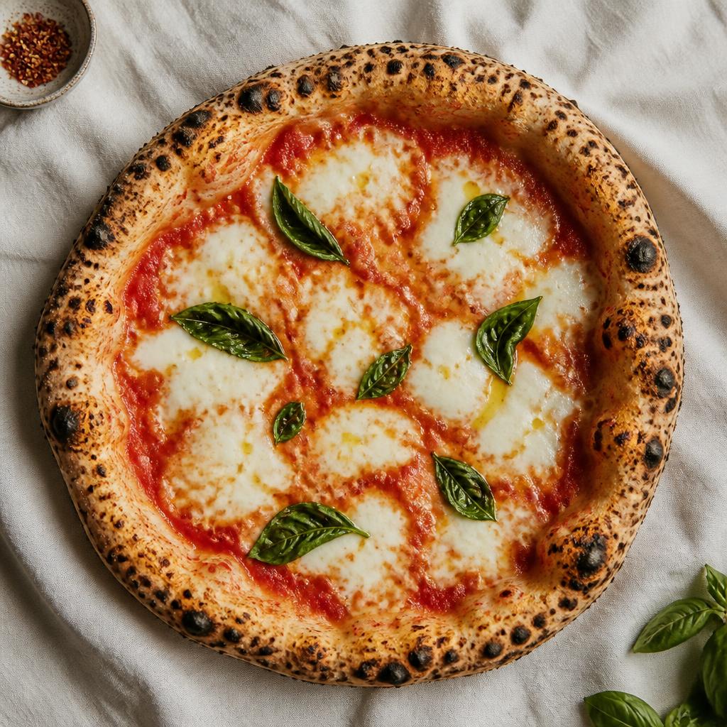 Napolitaanse margherita met leopard-spotted korst